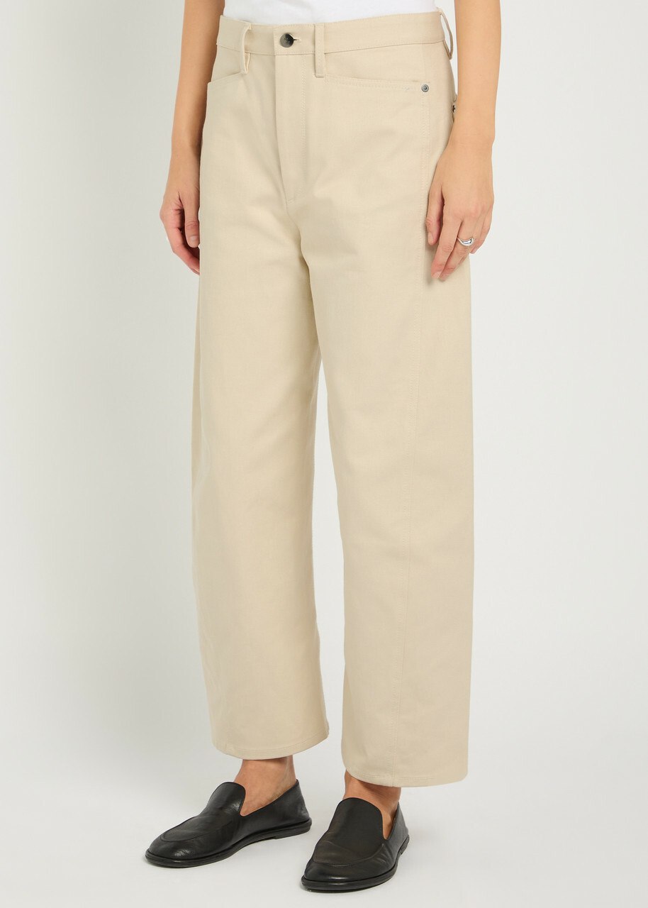 Maria Mcmanus Bow Crop Barrel-leg Jeans Ecru