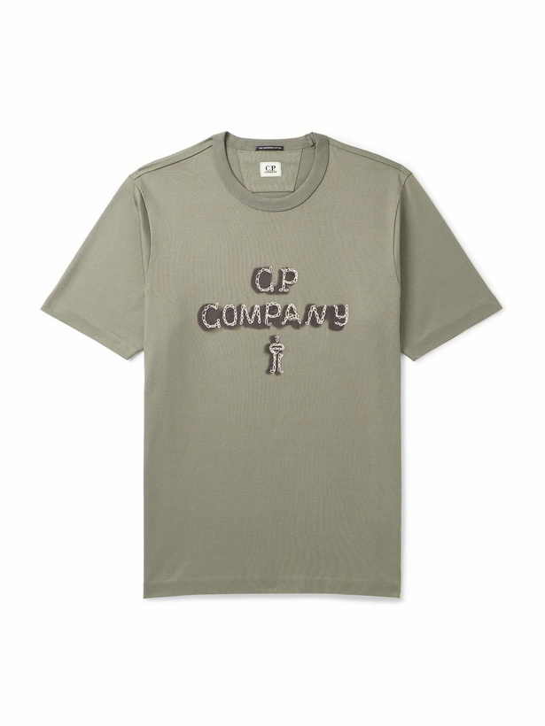 Photo: C.P. Company - Logo-Embroidered Printed Cotton-Jersey T-Shirt - Green