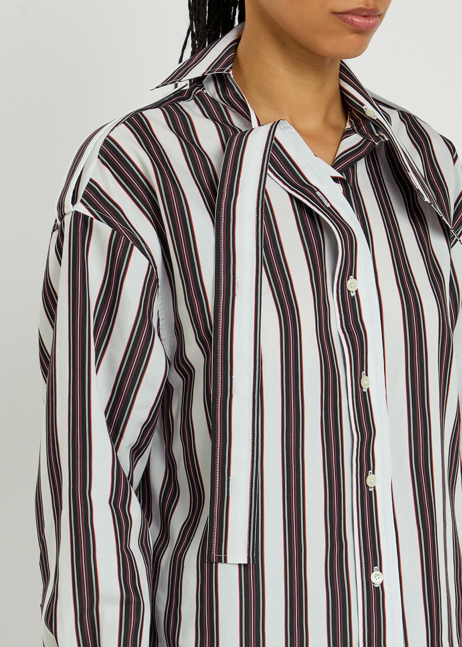 Meryll Rogge Deconstructed Striped Cotton-poplin Shirt White And Black