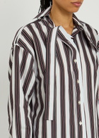 Meryll Rogge Deconstructed Striped Cotton-poplin Shirt White And Black