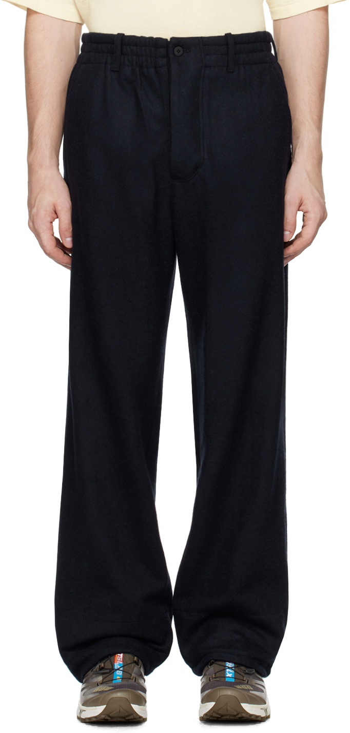 DOCUMENT Navy Heavy Wool Easy Jersey Trousers