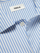 TEKLA - Striped Cotton-Poplin Pyjama Shirt - Blue