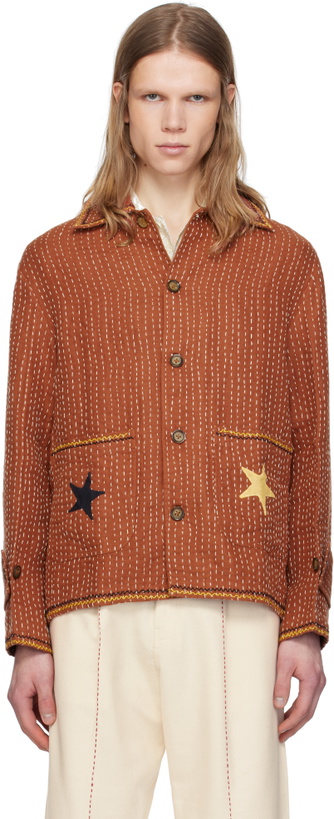 Photo: HARAGO Brown Kantha Applique Jacket