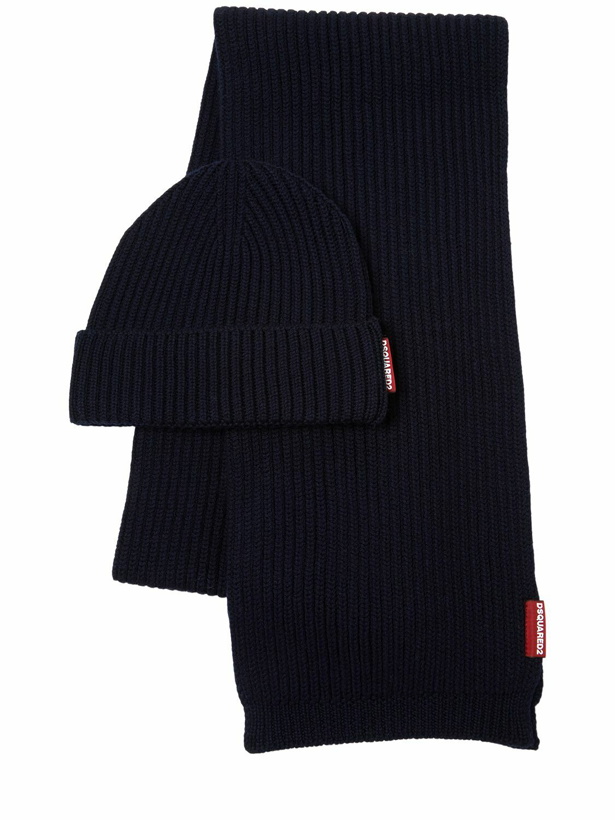 Photo: DSQUARED2 Warmy Wool Knit Scarf & Hat Set