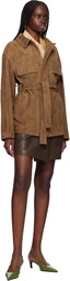 Nour Hammour Brown Zakary Belted Suede Jacket