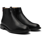 Hugo Black Leather Logo Trim Boots