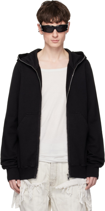 Photo: Rick Owens DRKSHDW Black Zip-Up Fleece Hoodie