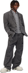 Juun.J Gray Washed Denim Blazer