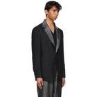 Maison Margiela Black Linen Stripe Collar Blazer