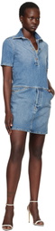 Moschino Blue Laurel Crown Emblem Denim Minidress