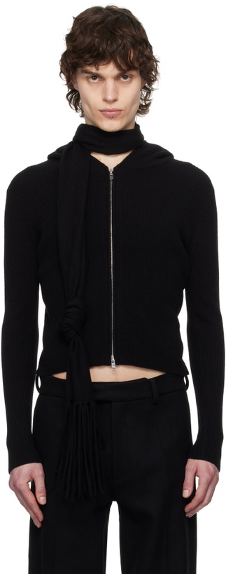 Photo: AARON ESH Black Knitted Scarf & Hoodie Set