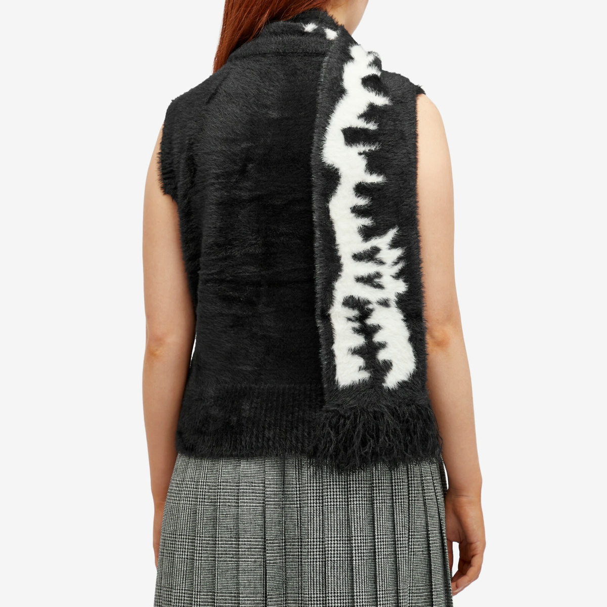 Charles Jeffrey Women's Fluffy Scarf Vest in Black/White