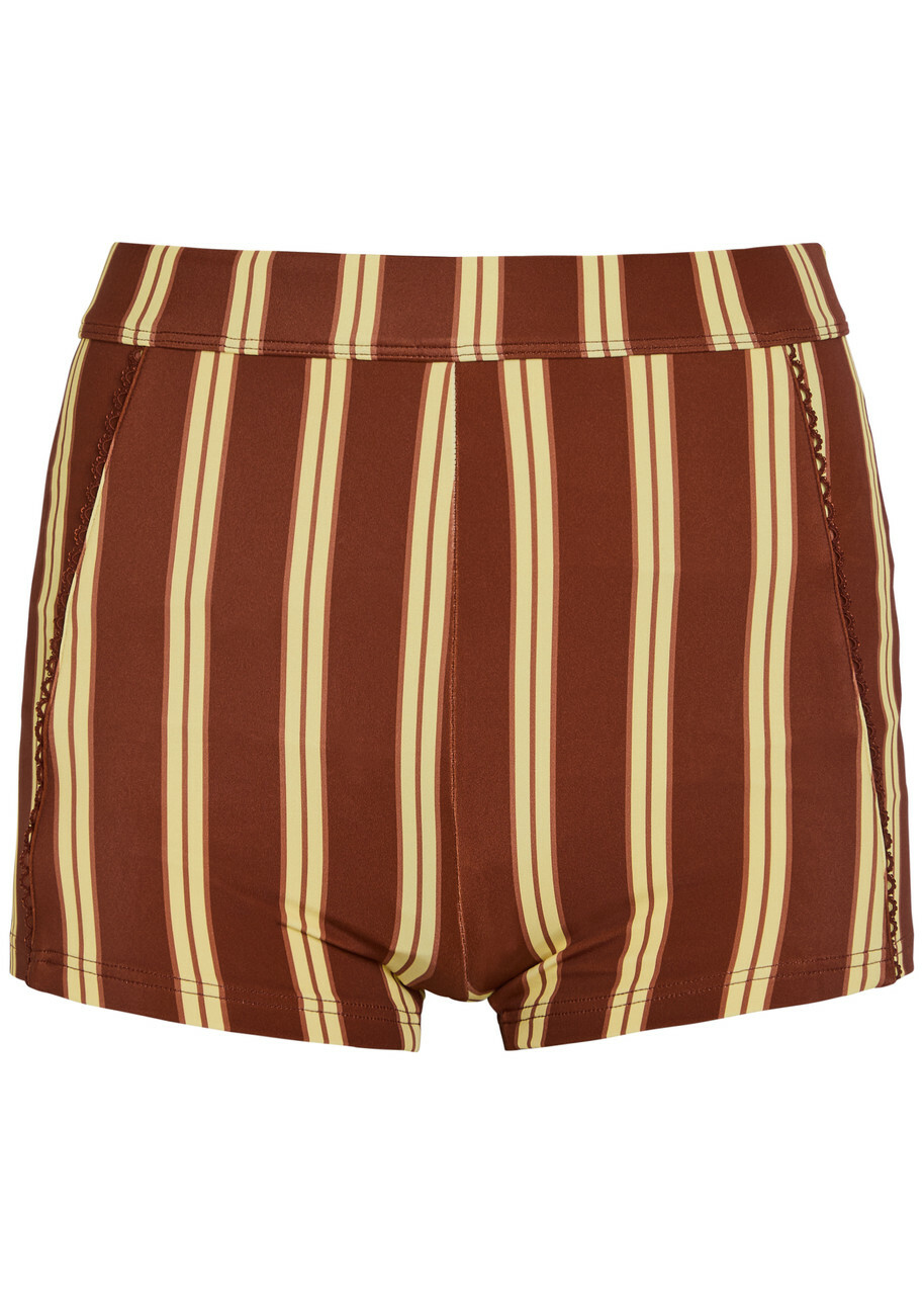 Damson Madder Trudi Striped Swim Shorts Brown