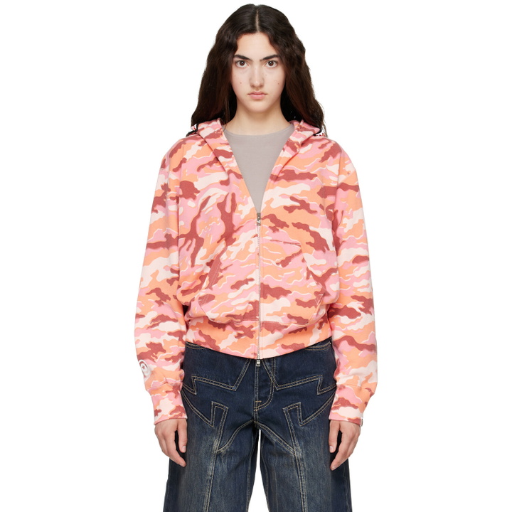 Photo: BAPE Pink Glitch Woodland Camo Shark Full Zip Hoodie