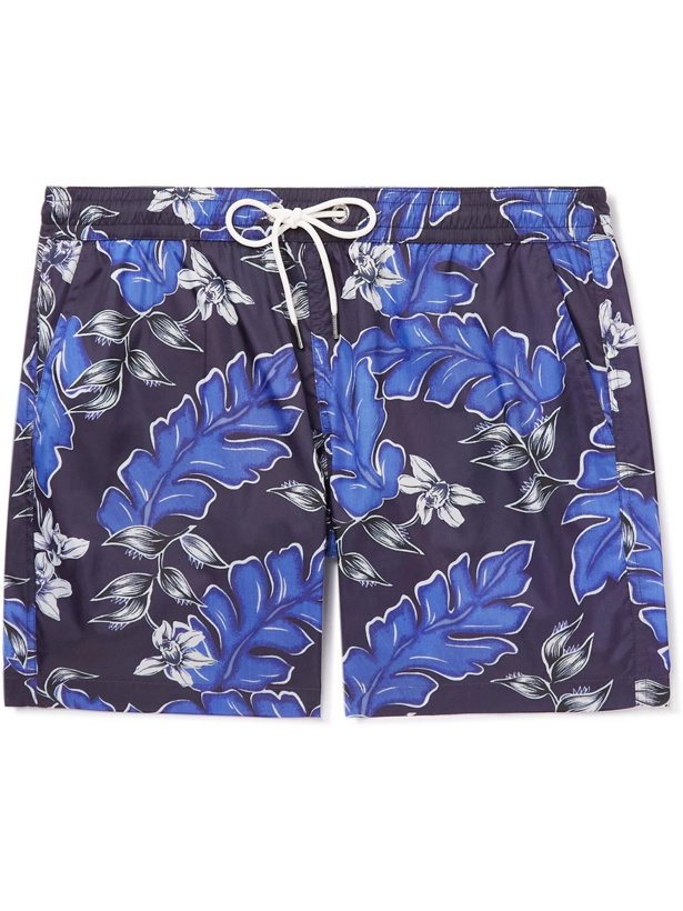 Photo: Moncler - Slim-Fit Short-Length Floral-Print Swim Shorts - Blue
