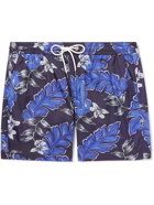 Moncler - Slim-Fit Short-Length Floral-Print Swim Shorts - Blue