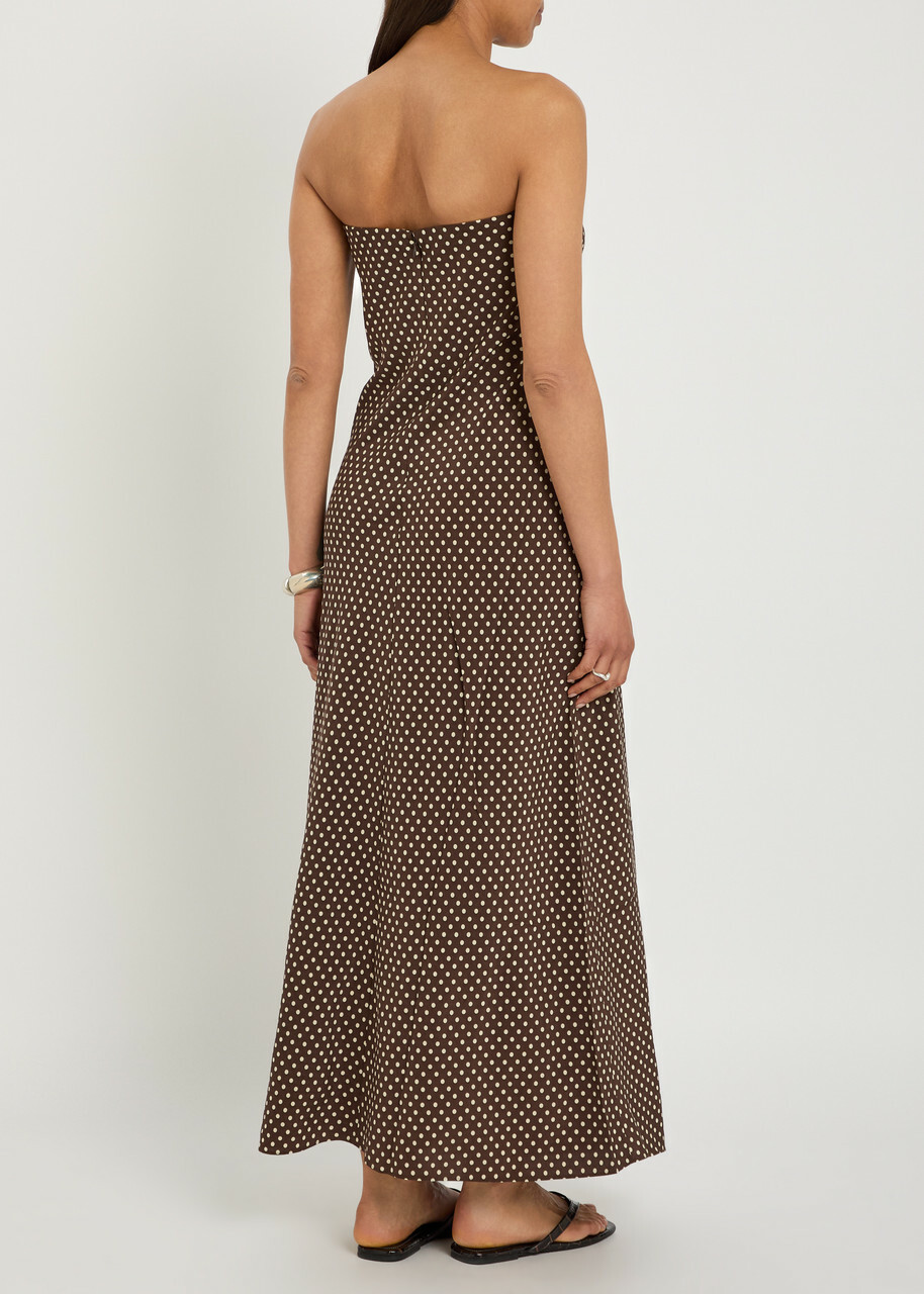 Matteau Polka dot Silk Midi Dress Brown