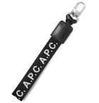 A.P.C. - Leather-Trimmed Logo-Jacquard Webbing Key Fob - Black