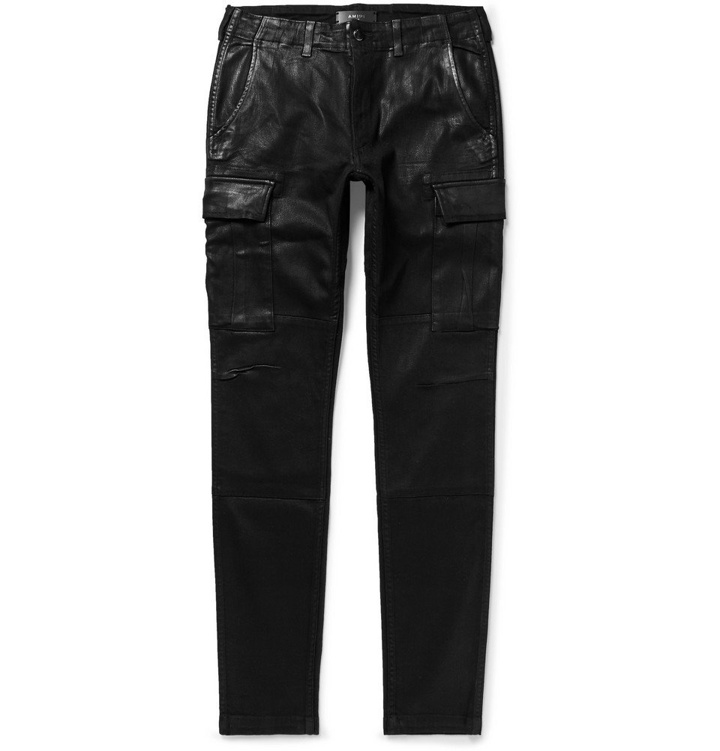Photo: AMIRI - Skinny-Fit Waxed Stretch-Denim Cargo Jeans - Men - Black