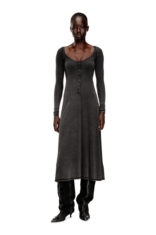 Photo: Diesel Midi dress in faded ribbed jersey - Dresses Womens in Grey