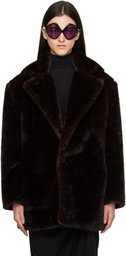 Coperni Brown Notched Lapel Faux-Fur Coat