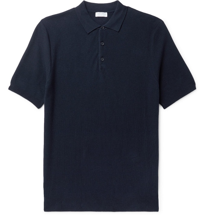 Photo: Sunspel - Slim-Fit Cotton-Piqué Polo Shirt - Blue