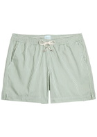 Sunspel Striped Cotton-blend Swim Shorts Green