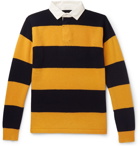 Beams Plus - Cotton Poplin-Trimmed Striped Wool Sweater - Men - Yellow