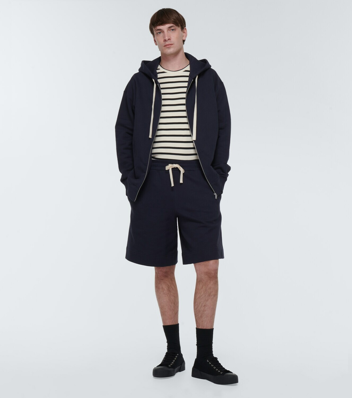 パーカー・フーディ Jil Sander Brushed Cotton Hoodie With Logo Print Jil Sander logo-print Cotton Hoodie | Grey | FARFETCH ID