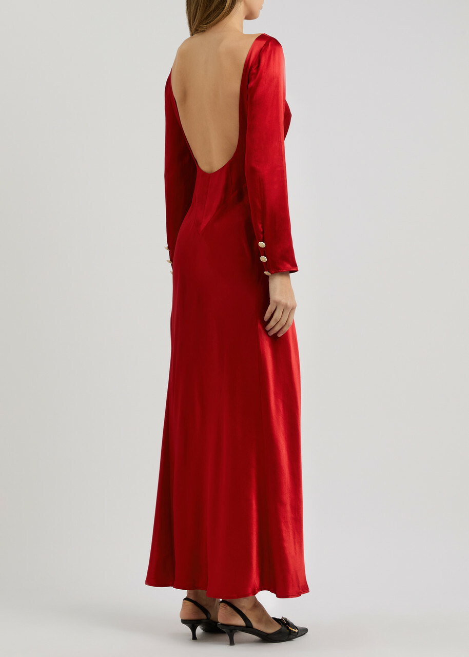 Rixo Devina Satin Maxi Dress Red Rixo
