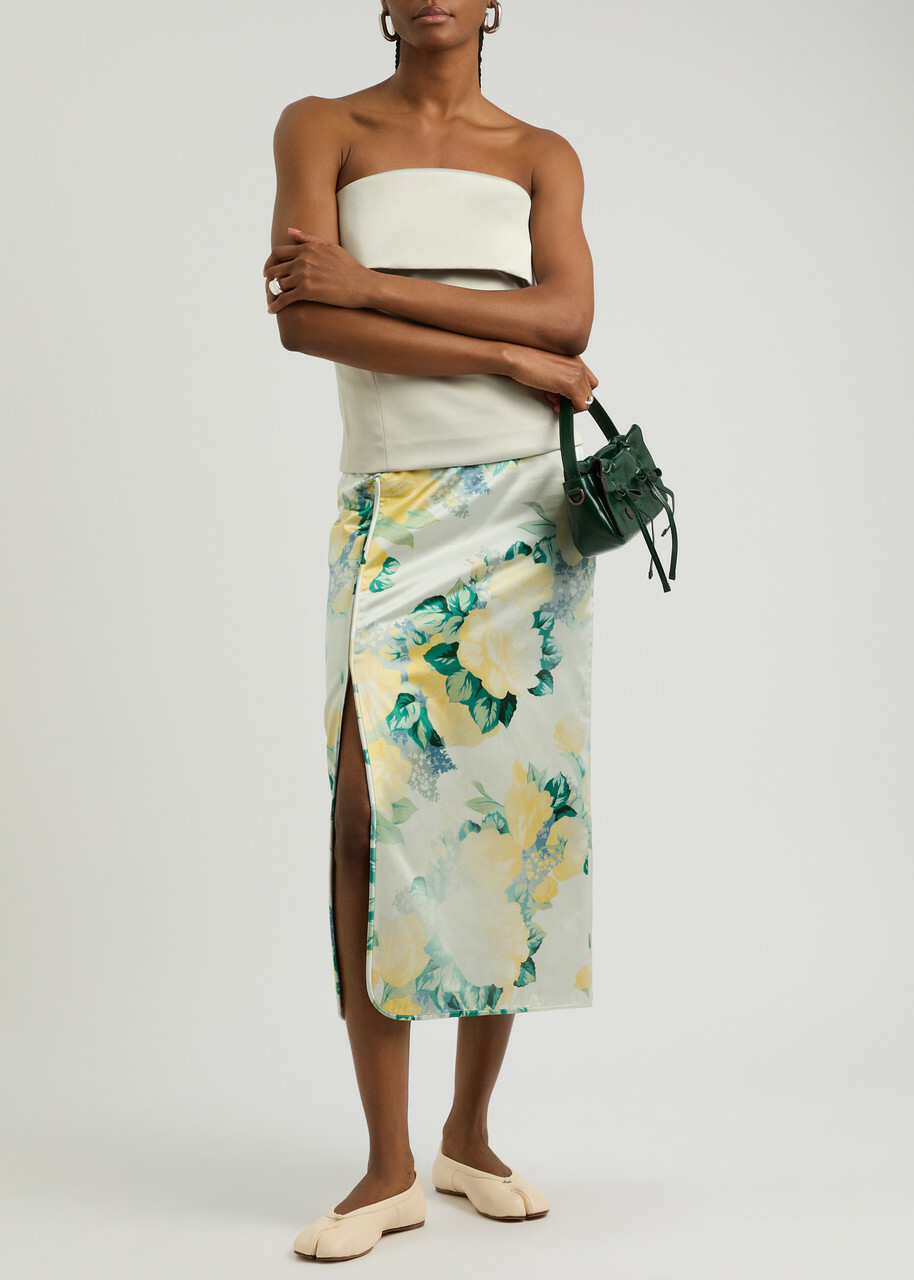 Meryll Rogge Floral-print Satin Midi Skirt Multi Print