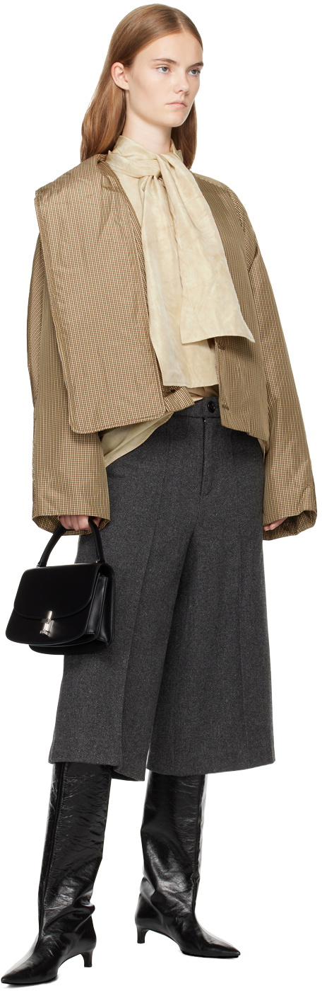 UMBER POSTPAST Brown Checkered Insulated Scarf Jacket