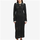 KITRI Women's Delilah Black Mixed Crochet Knit Dress in Black/Mint