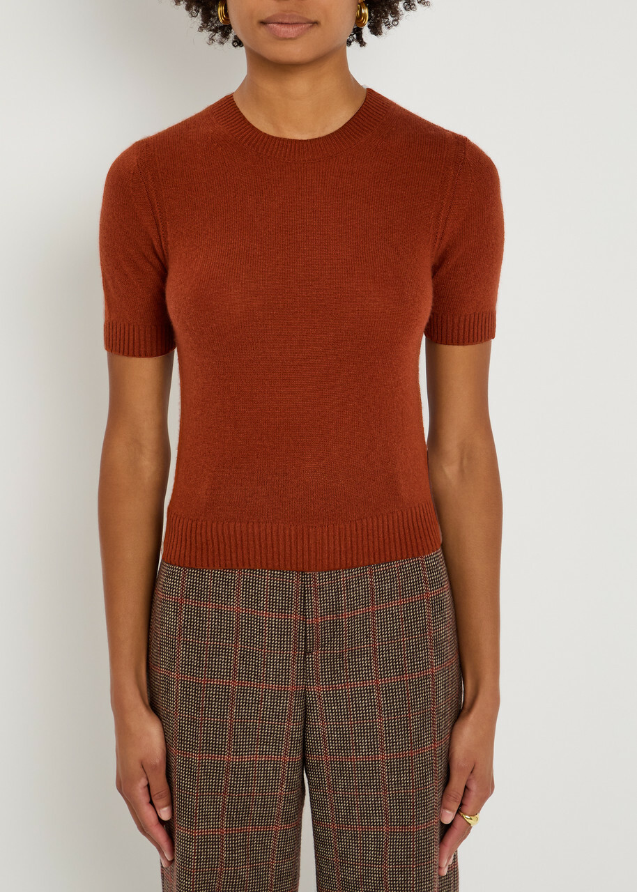 Guest In Residence Knitted Cashmere T-shirt Brown