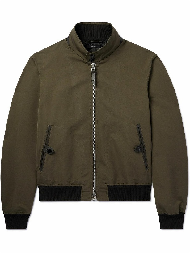 Photo: TOM FORD - Leather-Trimmed Cotton and Silk-Blend Bomber Jacket - Green