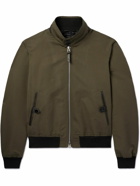 TOM FORD - Leather-Trimmed Cotton and Silk-Blend Bomber Jacket - Green