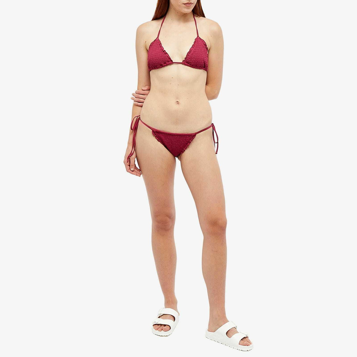 Tiana Ruffle Triangle Bikini Top - Bordeaux