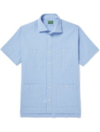 Sid Mashburn - Marquez Spread-Collar Gingham Cotton-Blend Seersucker Shirt - Blue