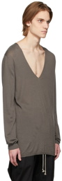 Rick Owens Taupe Oversized V-Neck Sweater