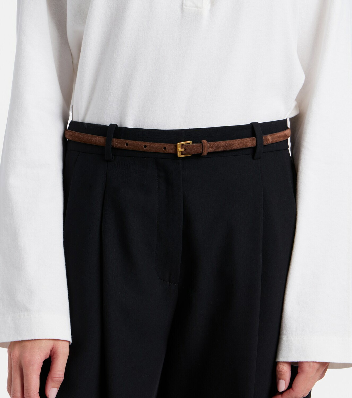 The Row City suede belt
