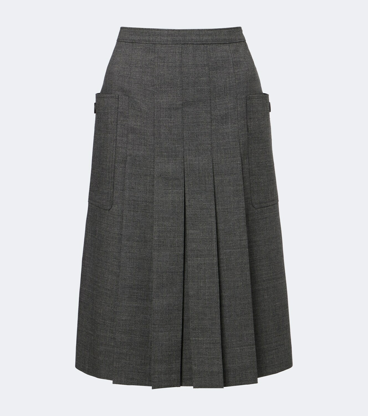 Prada Pleated virgin wool midi skirt