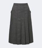 Prada Pleated virgin wool midi skirt