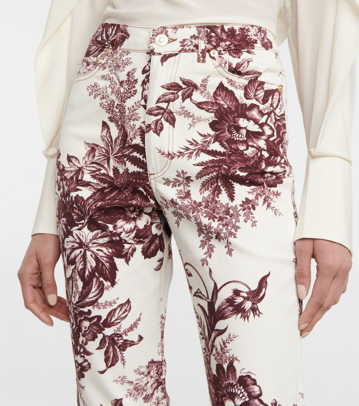 【ERDEM】 2021 Floral NATHANIEL JEANS Erdem - Nathaniel high-rise straight jeans Erdem