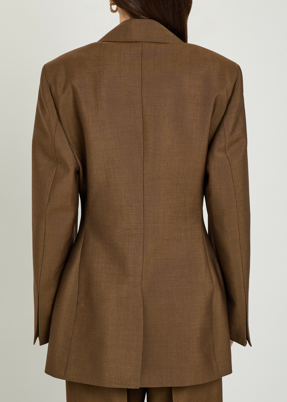 Rohe Double-breasted Wool and Mohair-blend Blazer Brown