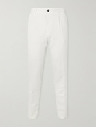 Slowear - Tapered Pleated Stretch-Cotton and Linen-Blend Gabardine Trousers - White
