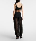 Nensi Dojaka Mesh-trimmed silk balloon pants