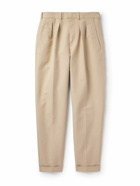 TOM FORD - Pleated Cotton-Twill Trousers - Neutrals