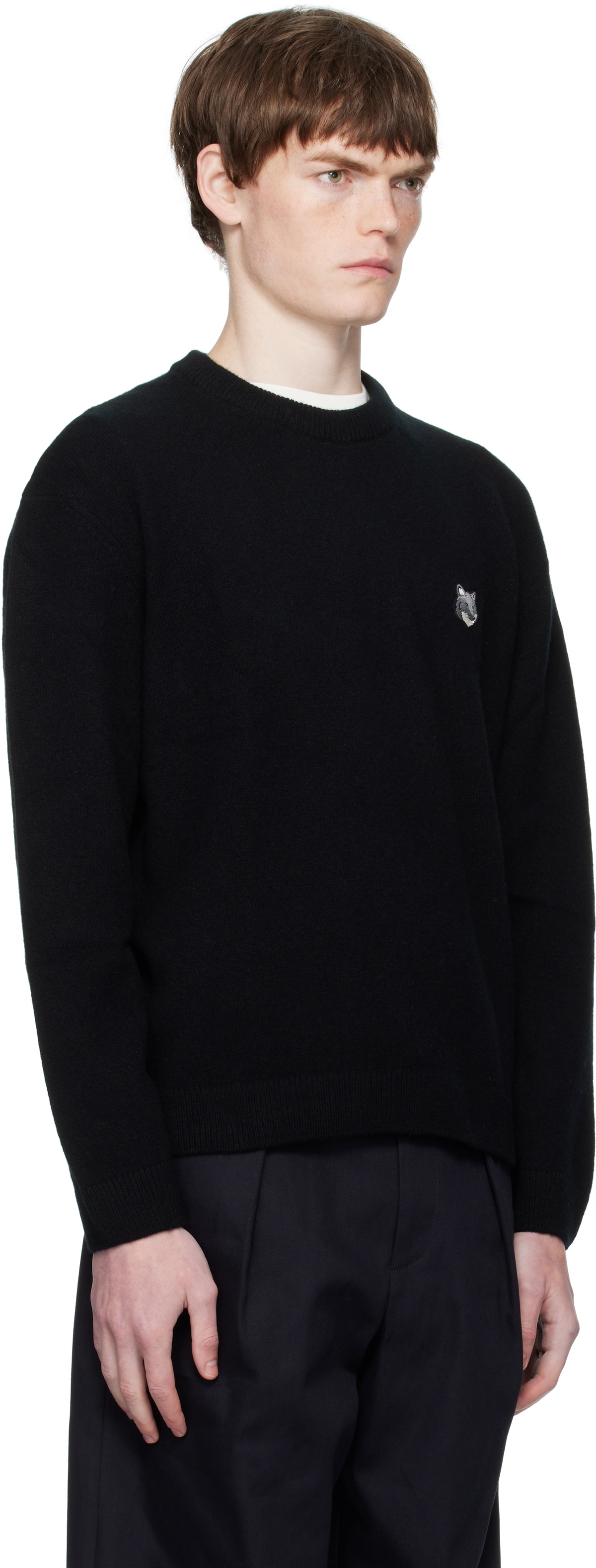 Maison Kitsuné Black Fox Head Lambswool Comfort Sweater
