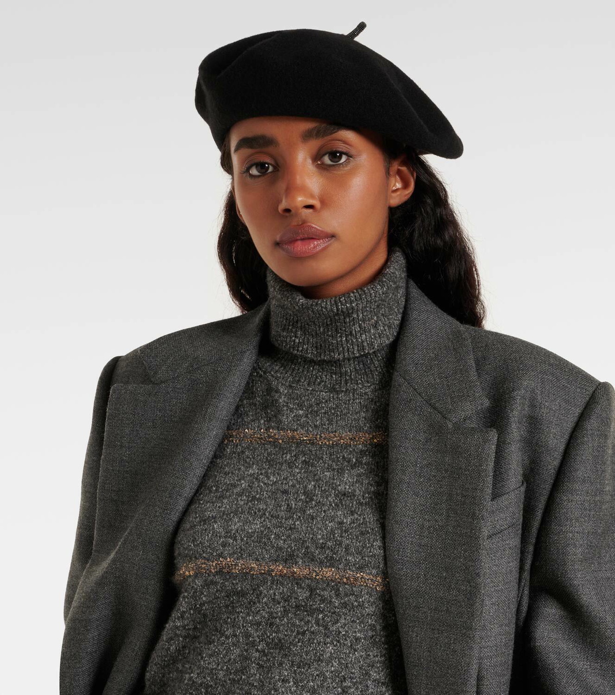 Brunello Cucinelli Monili Beads wool beret