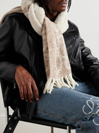 LOEWE - Logo-Appliquéd Fringed Jacquard-Knit Alpaca and Wool-Blend Scarf